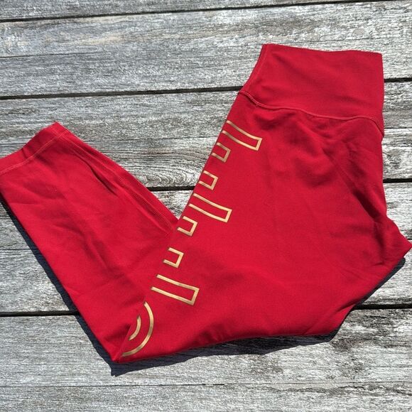 lululemon athletica Red Leggings with Gold Logo - Picture 2 of 7